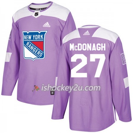 Mænd NHL New York Rangers Trøje Ryan McDonagh 27 Adidas 2017-2018 Lilla Fights Cancer Practice Authentic